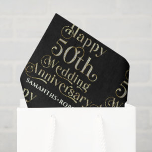 Happy 50th Wedding Anniversary Typography Tissue Paper