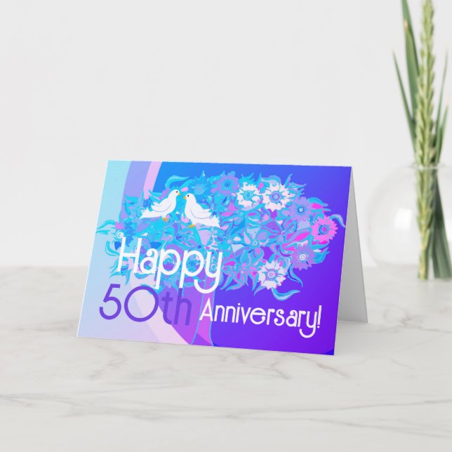 Happy 50th White Doves Anniversary Card (Front)
