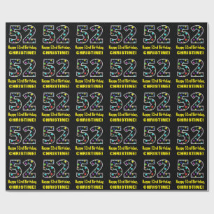 Happy 52nd Birthday, Fun Colourful Stars Pattern 5 Wrapping Paper