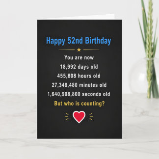 Happy 52nd Birthday Funny Milestone gifts Card