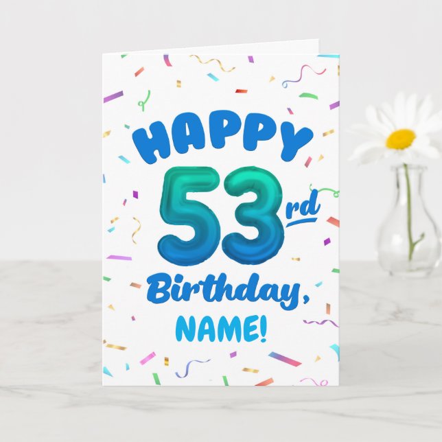 Happy 53rd Birthday Card with Custom Name (Small Plant)