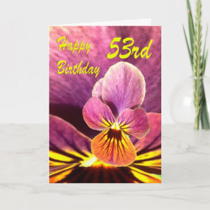 Happy 53rd Birthday Flower Pansy Card