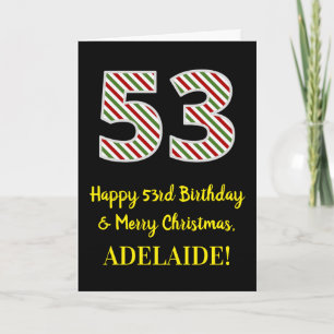 Happy 53rd Birthday & Merry Christmas, Custom Name Card