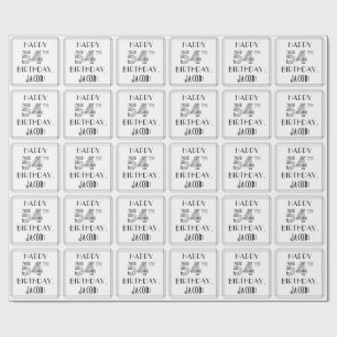 HAPPY 54TH BIRTHDAY; Art Deco Style; Custom Name Wrapping Paper