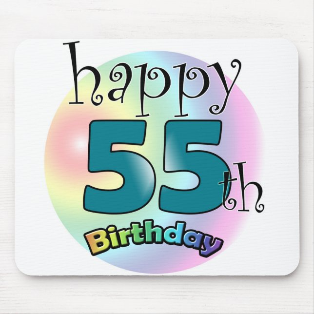 Happy 55th birthday (blauw) mouse pad (Front)