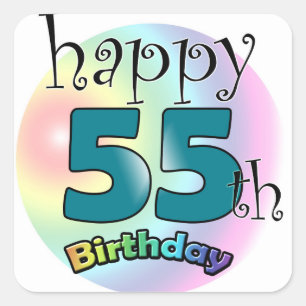 Happy 55th Birthday (blauw) Square Sticker