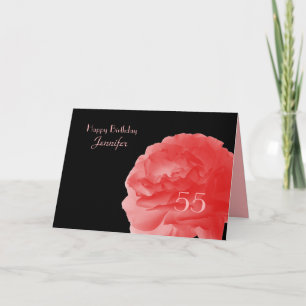 Happy 55th Birthday, Coral Pink Rose Floral  Card
