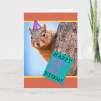 Happy 55th Birthday Cute Squirrel in Party Hat