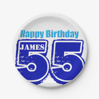 Happy 55th Birthday Personalised Paper Plate