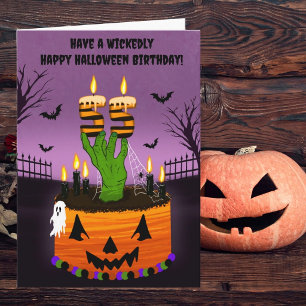 Happy 55th Halloween Birthday Spooky Cake Card