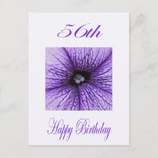 Happy 56th Birthday purple Blossom Postcard