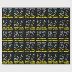 Happy 57th Birthday, Fun Colourful Stars Pattern 5 Wrapping Paper