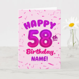 Happy 58th Birthday Card with Custom Name
