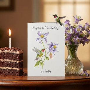 Happy 59th Birthday Columbine with Hummingbird Card
