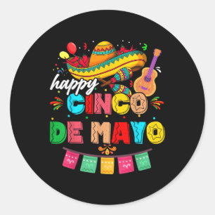 Happy 5 De Mayo Lets Fiesta Viva Mexico Cinco De M Classic Round Sticker