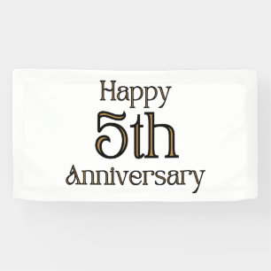 Happy 5th Anniversary 1.6x3 Vinyl Banner