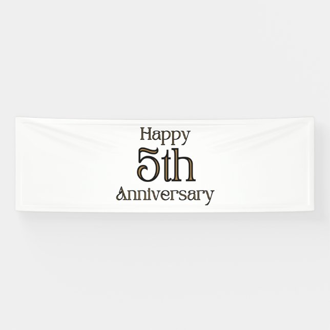 Happy 5th Anniversary 2.5x8 Vinyl Banner (Horizontal)