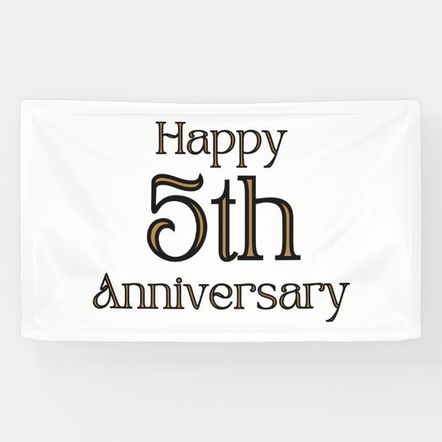 Happy 5th Anniversary 3x5 Vinyl Banner (Horizontal)