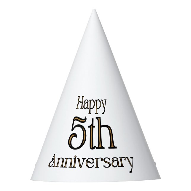 Happy 5th Anniversary Party Hat (Front)