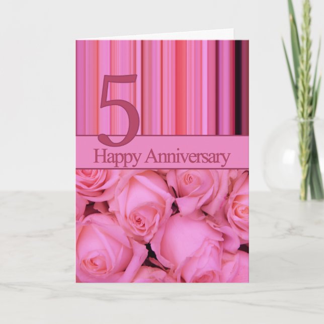 Happy 5th Anniversary roses  Card (Front)