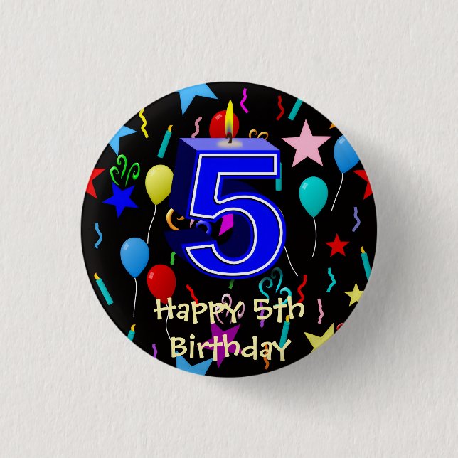 Happy 5th Birthday  3 Cm Round Badge (Front)