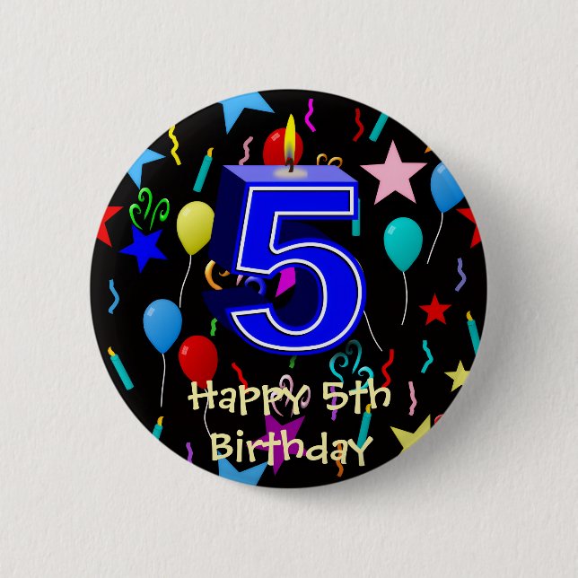 Happy 5th Birthday  6 Cm Round Badge (Front)