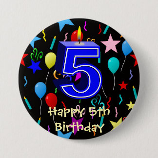 Happy 5th Birthday 7.5 Cm Round Badge