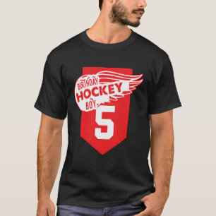 Happy 5Th Birthday Boy Red Colour Ice Hockey Theme T-Shirt