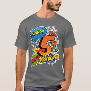 Happy 5th Birthday Boys Comic Style Superpower Sup T-Shirt