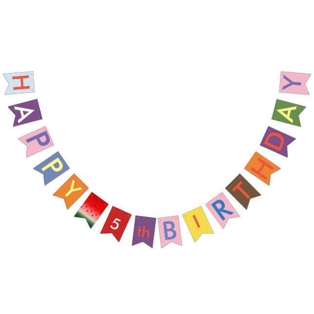 happy 5th birthday bunting flags (All)