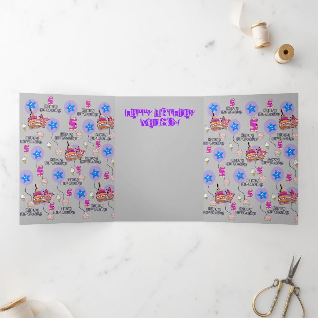 Happy 5th Birthday Card, #5 Tri-Fold Card (Inside)