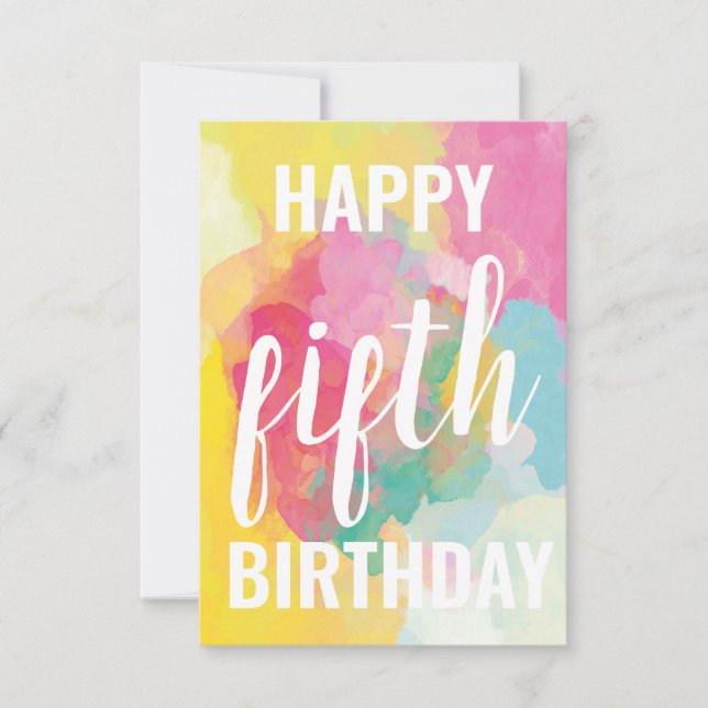 Happy 5th Birthday Card ("Watercolour Gradients") (Front)