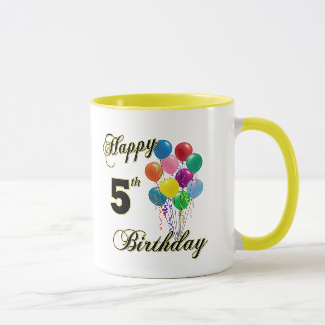 Happy 5th Birthday Coffee Mugs and Cups (Right)