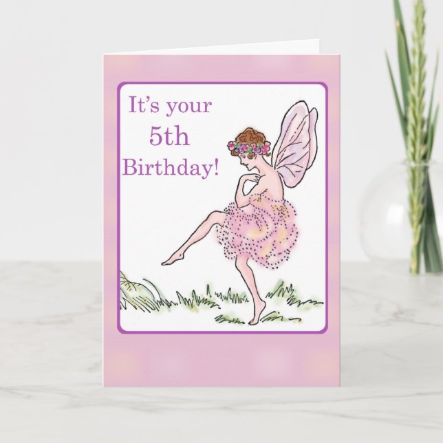 Happy 5th Birthday Fairy for Girl Card (Front)