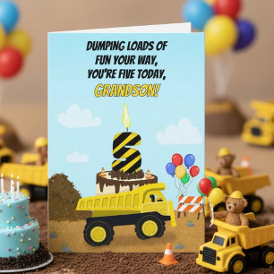 Happy 5th Birthday Grandson Dump Truck Card