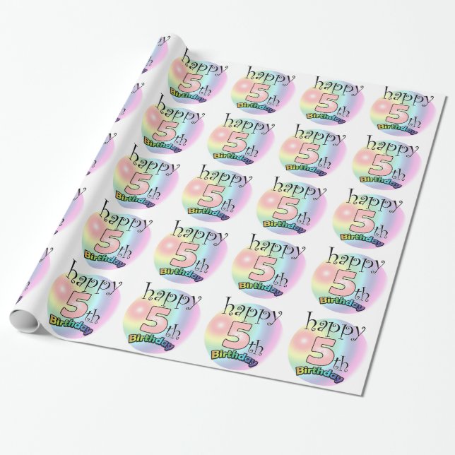 Happy 5th Birthday (roze) Wrapping Paper (Unrolled)