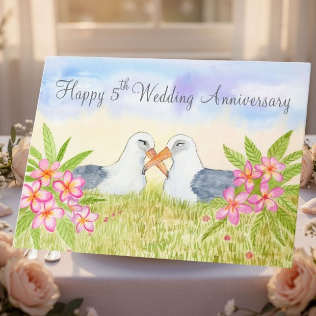 Happy 5th Wedding Anniversary Laysan Albatross Card (Creator Uploaded)