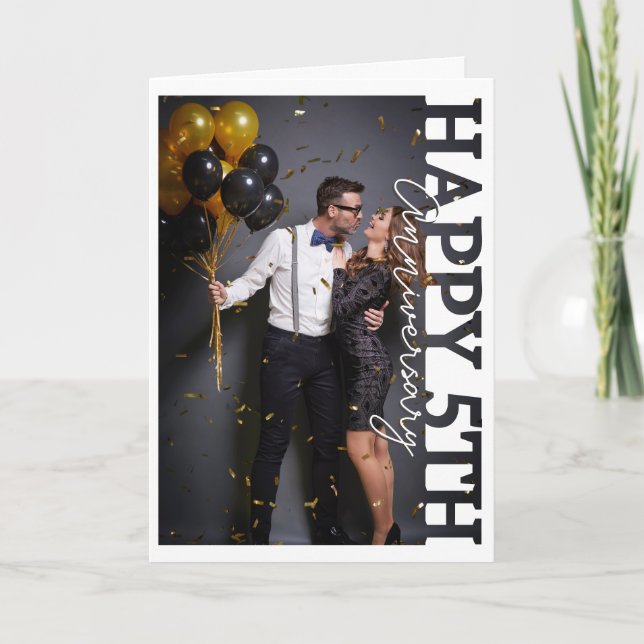 Happy 5th wedding Anniversary Photo Card (Front)