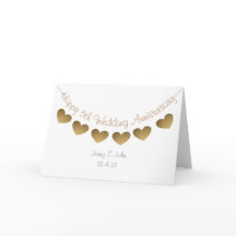 Happy 5th Wedding Anniversary, wood heart bunting