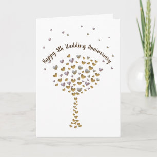Happy 5th Wedding Anniversary, wood heart tree Card