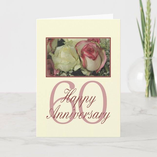 Happy 60th Anniversary roses Card (Front)