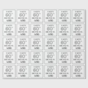 HAPPY 60TH BIRTHDAY; Art Deco Style; Custom Name Wrapping Paper