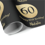 Happy 60th Birthday Black and Gold Glitter Wrapping Paper<br><div class="desc">Happy 60th Birthday Black and Gold Glitter Wrapping Paper with personalised name. For further customisation,  please click the "Customise it" button and use our design tool to modify this template.</div>