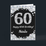 Happy 60th Birthday Black and Silver Glitter Card<br><div class="desc">Happy 60th Birthday Black and Silver Glitter Card with personalised name. For further customisation,  please click the "Customise it" button and use our design tool to modify this template.</div>