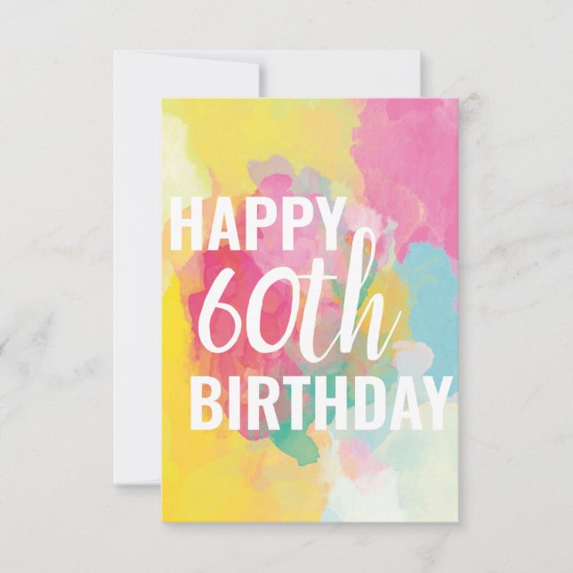 Happy 60th Birthday Card ("Watercolour Gradients") (Front)