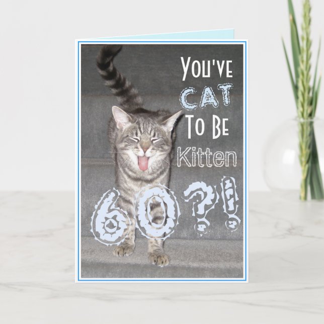 Happy 60th Birthday Funny Cat Card (Front)