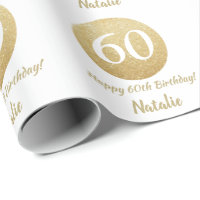 Happy 60th Birthday Gold Glitter and White