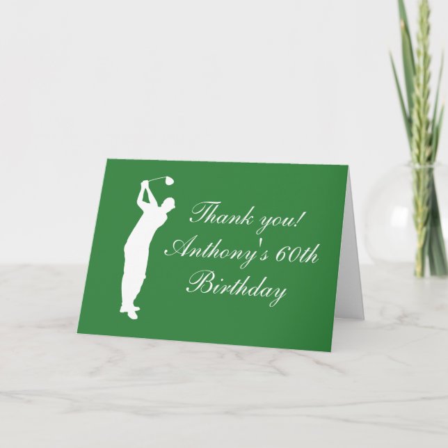 Happy 60th Birthday Golfer Sports Par  Thank You Card (Front)