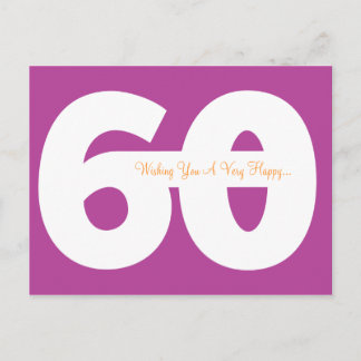 Happy 60th Birthday Milestone Postcards - Magenta