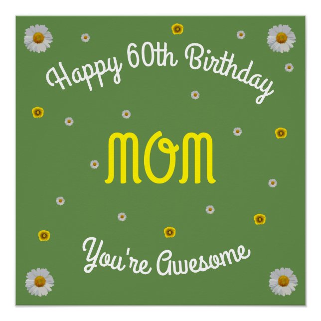 Happy 60th Birthday Mum Poster (Front)